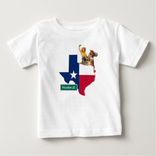 Texas Form Flag Cowgirl Och Houston Vägschild Tee