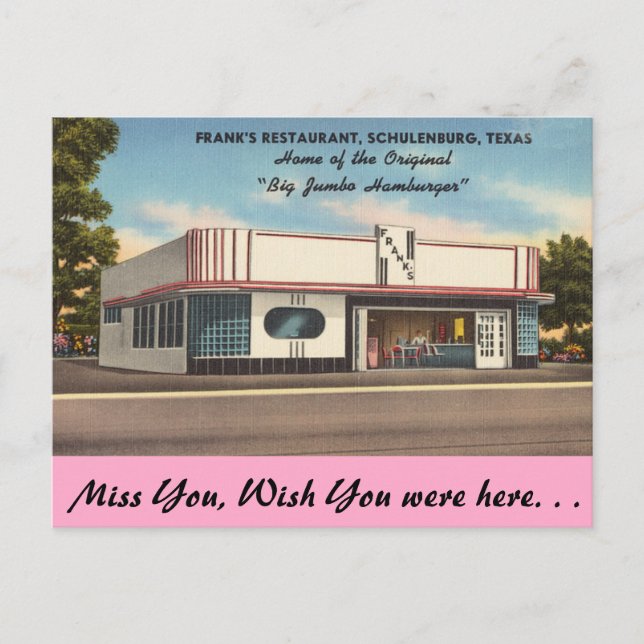 Texas, Frank's Restaurant, Schulenburg Vykort (Framsida)