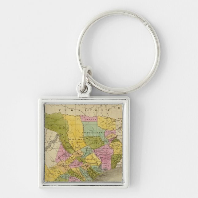Texas Fyrkantig Silverfärgad Nyckelring (Framsidan)