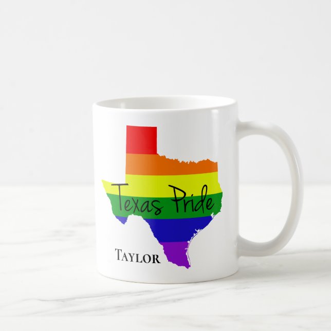 Texas Gay pride Rainbow LGBTQ Monogram Kaffemugg (Höger)