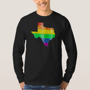 Texas Gay State Pride Rainbow Flagga Karta Gay Les T Shirt