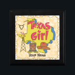 Texas Girl Minnesask<br><div class="desc">Texas Flickpresentlåda,  t-shirt och presenter av ArtMuvz Illustration. Anpassa det egna namnet Texas Girl T-shirts,  presenter och kläder.</div>