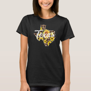 Texas Girl Sunroll Leopard Rustic Black State T Shirt