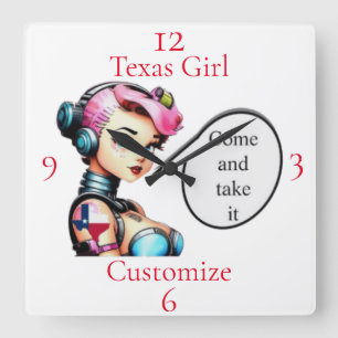 Texas Girl Thunder_Cove Fyrkantig Klocka