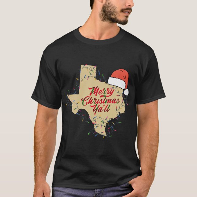 Texas God jul Party Yall Matching Family T T Shirt (Framsida)