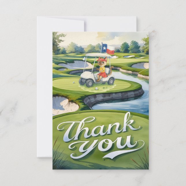 Texas Golfer Födelsedagsfest på golfbana Tack Kort (Framsida)