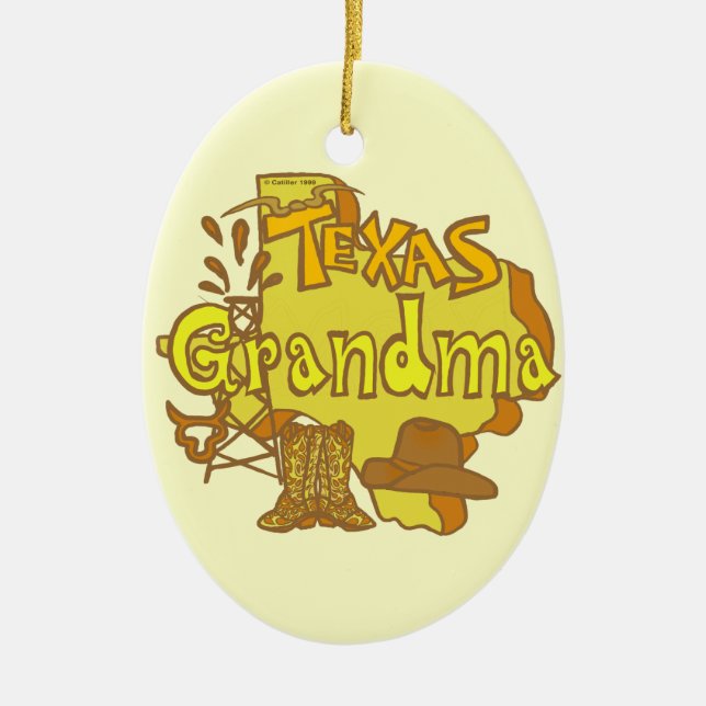 Texas Grandma Julgransprydnad Keramik (Framsidan)