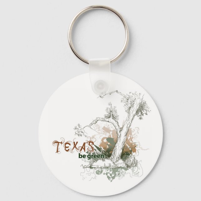 Texas Grönt Träd Keychain Nyckelring (Framsida)