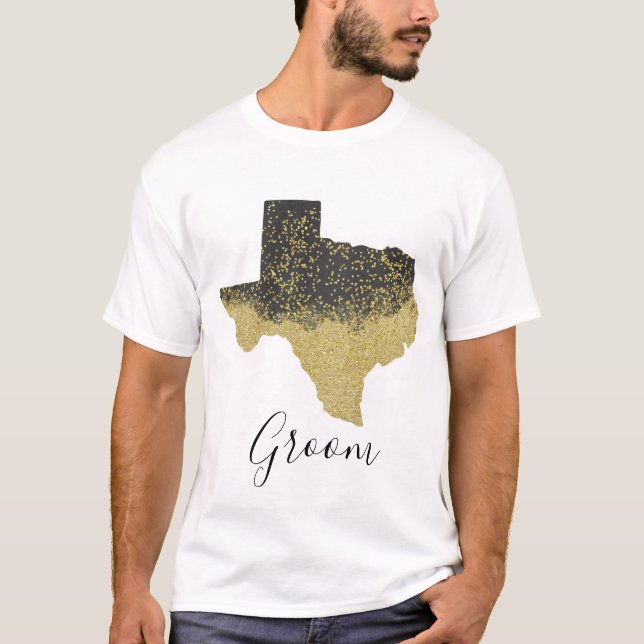 Texas Groom Black och Guld Image T Shirt (Framsida)