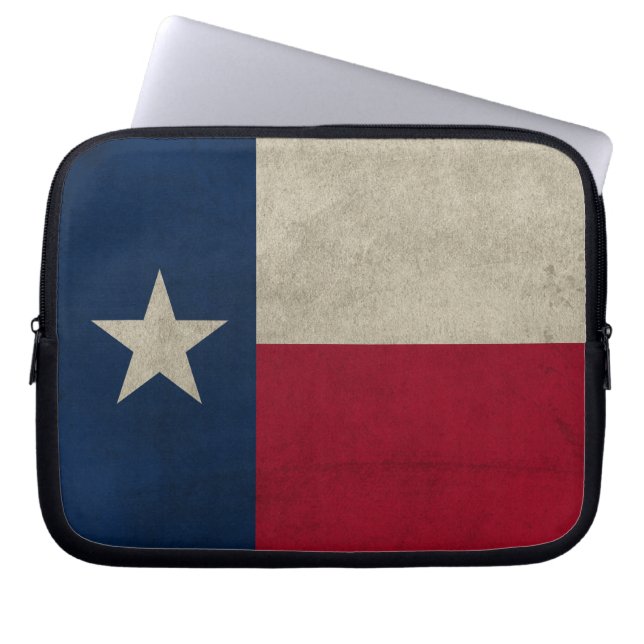 Texas Grunge-Lone Star Flagga Laptop Fodral (Framsidan)