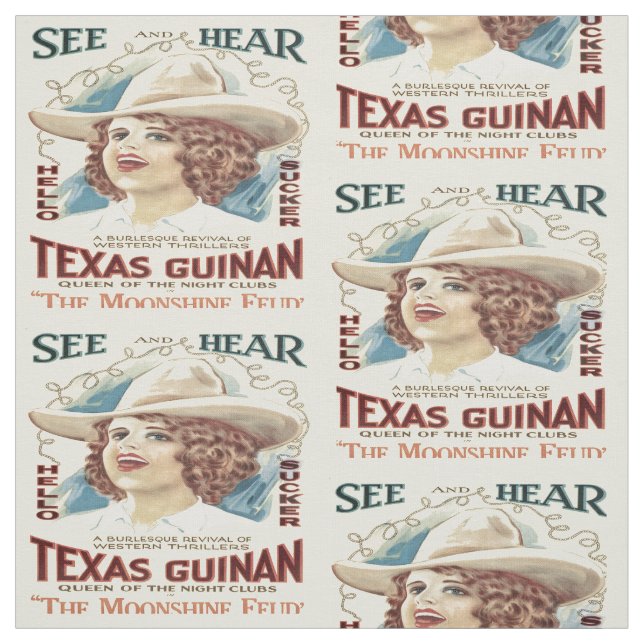 Texas Guinan Cowgirl Singer Western Fabric Tyg (Provkarta)