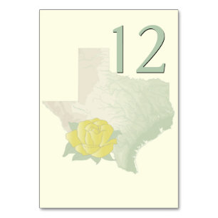 Texas Gul ros Bröllop Bordsnummer Card