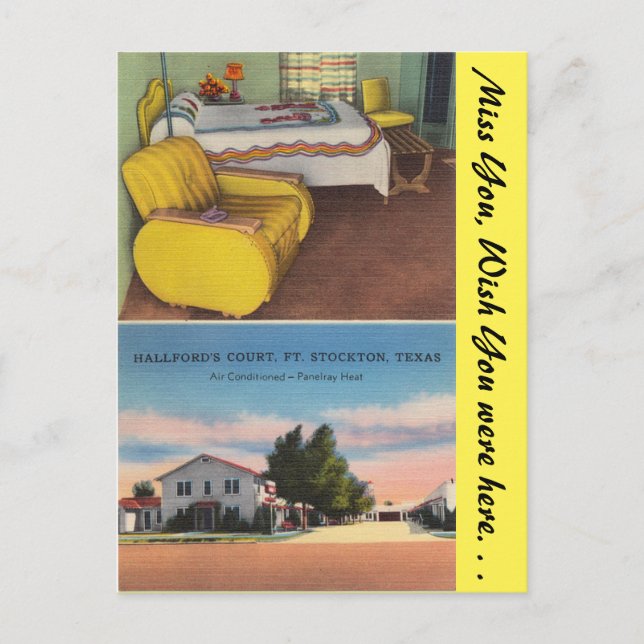 Texas, Hallfords domstol. Stockton Vykort (Framsida)