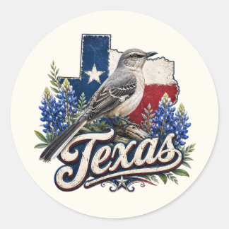 Texas-härmtrast med blå hatt-blommor dekaler runt klistermärke
