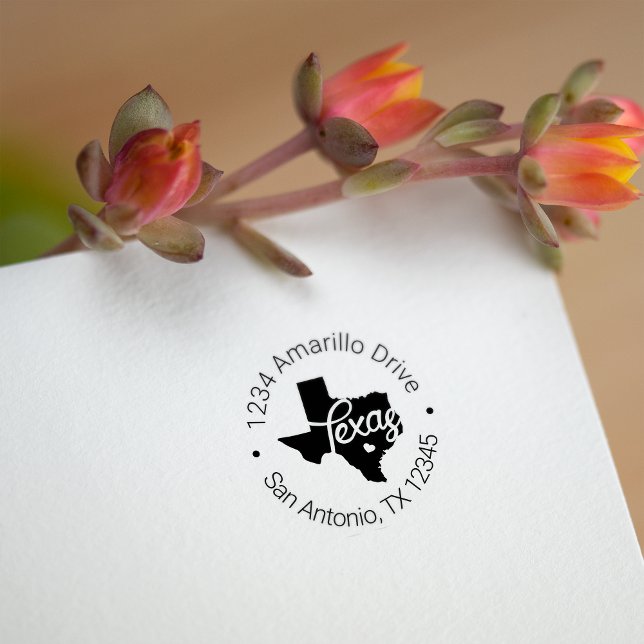 Texas Heart Cutout Adress Självfärgande Stämpel (Skapare uppladdad)