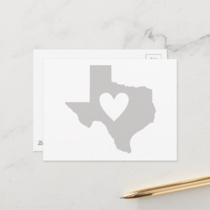 Texas Heart Grått Lone Star State Texan Kärlek Grå Vykort