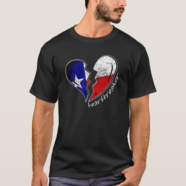 Texas Heartbryter Texas Flagga Broken Heart Texan  T Shirt (Framsida)