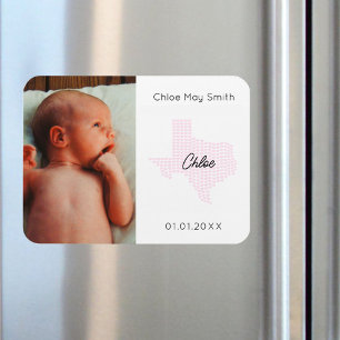 Texas Hearts Anpassningsbar Photo Birth Announcmen Magnet