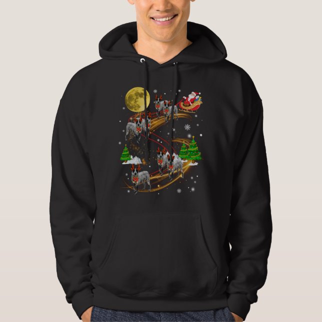 Texas Heeler Reindeer jul Hund Riding Santa X Hoodie (Framsida)