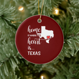 Texas hem är där hjärtat finns julgransprydnad keramik