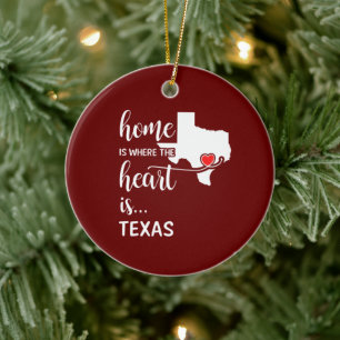 Texas hem är där hjärtat finns julgransprydnad keramik