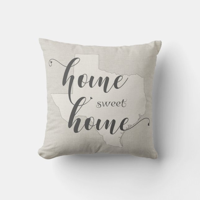 Texas - Hem sweet hem burlap-utseende Kudde (Framsida)