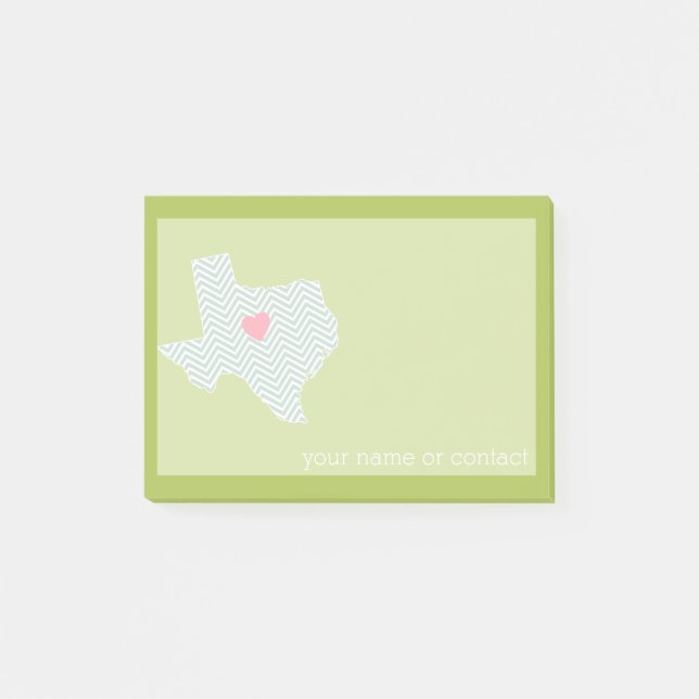 Texas Hemstatskärlek med Valbart Anpassat Hjärta Post-it Block (Framsida)