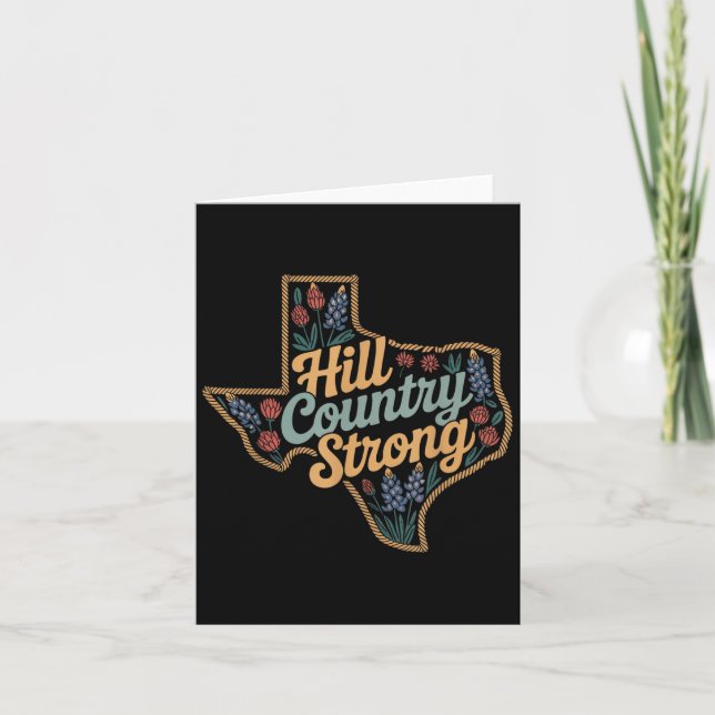Texas Hill Country 2025 Texas Strong Retro Motivat Kort (Framsida)