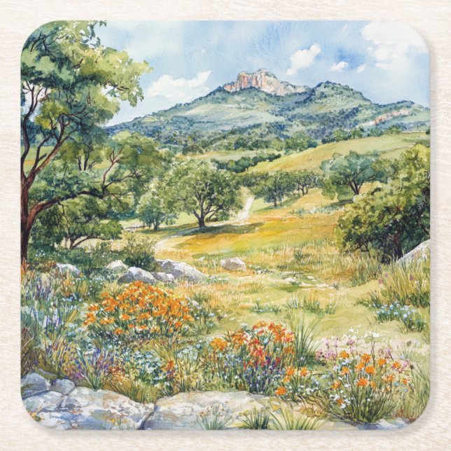 Texas Hill Country Underlägg Papper Kvadrat (Framsidan)