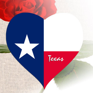 Texas-hjärtesticker, patriotisk Texasflagga Hjärtformat Klistermärke