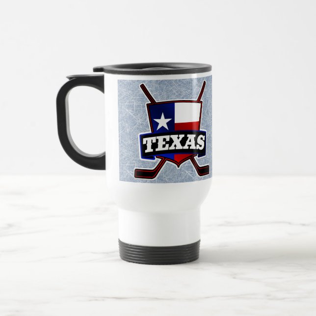 Texas Hockey Flagga Logotyp Travel Kopp (Vänster)