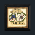 Texas Hold 'Em Hand with Kung and Ace Smyckeskrin<br><div class="desc">Du har fått en söt bra hand när en Ace och Kung är dina hål-kort! Njut av den här målningen av Texas Håll hand och poker chip. Gå in och köp biet i dag!</div>