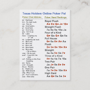 Texas Holdem on-line pokerPal Visitkort