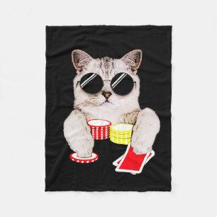 Texas Holdem Poker Cat Fleecefilt