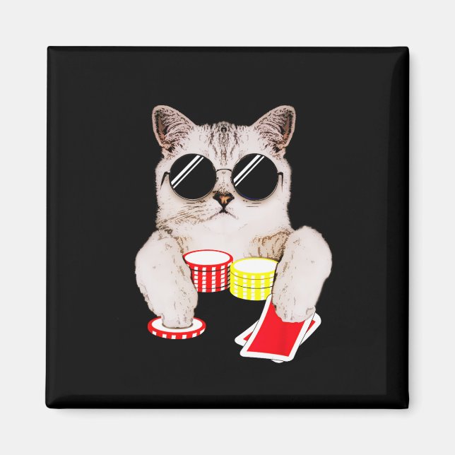 Texas Holdem Poker Cat Magnet (Framsidan)