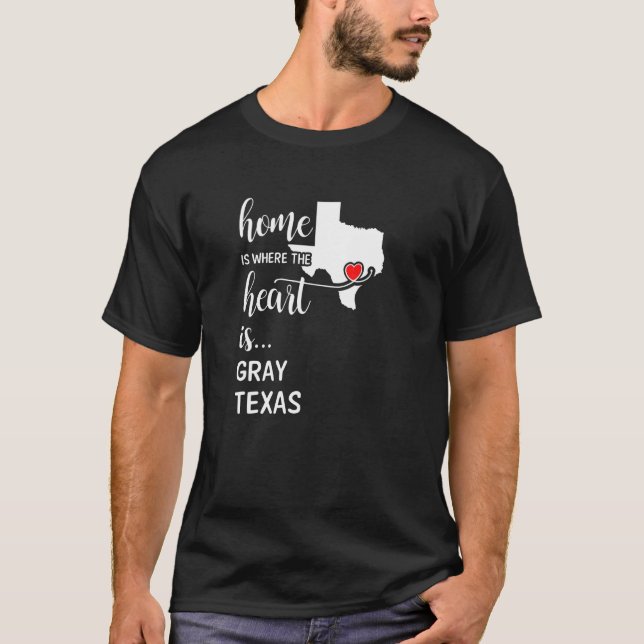 Texas Home är där hjärtat är Grått County T Shirt (Framsida)