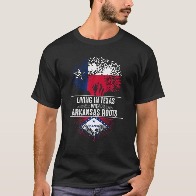 Texas Home Arkansas Roots State Träd Flagga Shirt  T Shirt (Framsida)