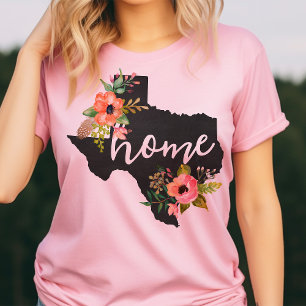 Texas Home Chalkboard Watercolor Flowers State T Shirt