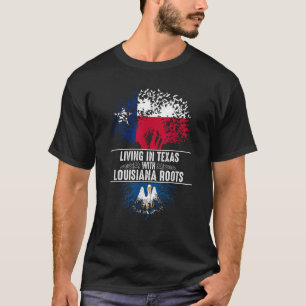 Texas Home Louisiana Roots State Träd Flagga Shirt T