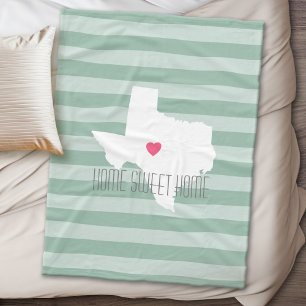Texas Home State Kärlek med Anpassningsbar Heart Fleecefilt