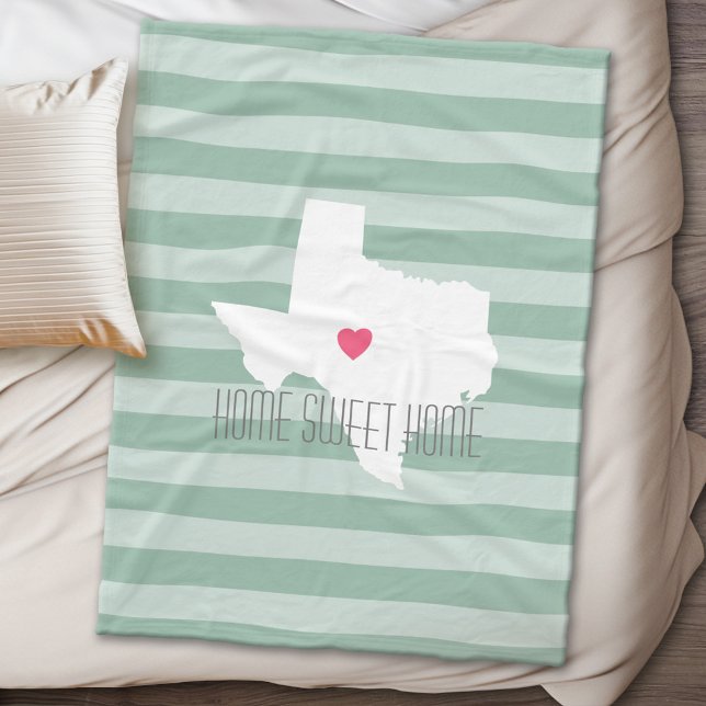 Texas Home State Kärlek med Anpassningsbar Heart Fleecefilt (Texas Personalized Fleece Blanket)