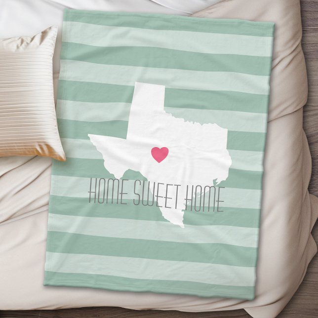 Texas Home State Kärlek med Anpassningsbar Heart Fleecefilt (Texas Personalized Fleece Blanket)