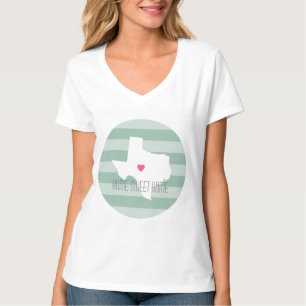 Texas Home State Kärlek med Anpassningsbar Heart T Shirt