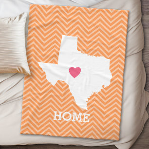 Texas Home State Kärlek med tillvalshjärta för Fleecefilt