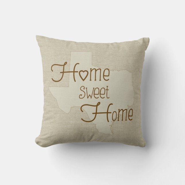 Texas-Home Sweet Home burlap-look-eget namn Kudde (Framsida)