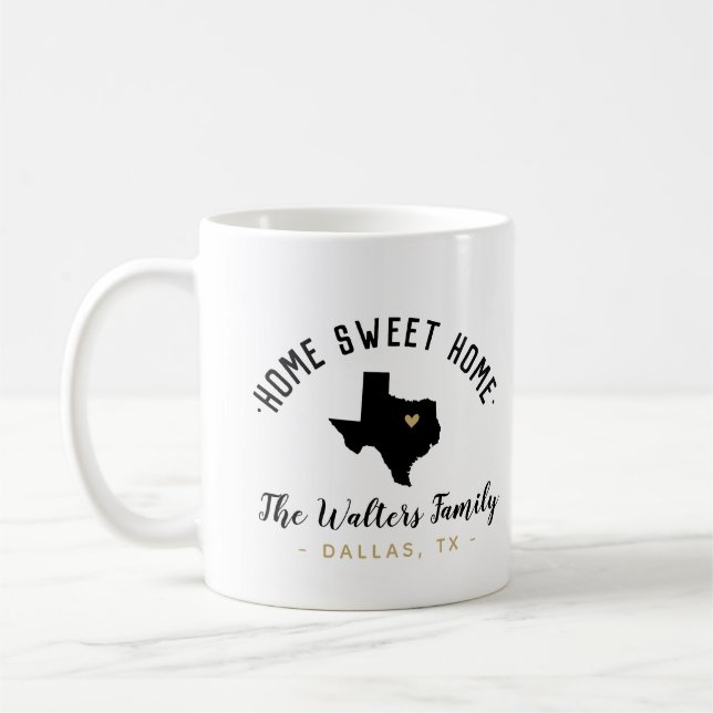 Texas Home Sweet Home Family Monogram Mugg (Vänster)
