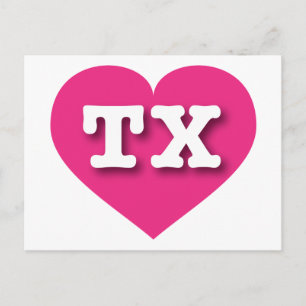 Texas Hot Pink Hjärta - Jag älskar TX Vykort