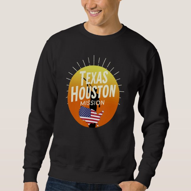 Texas Houston Mormon LDS Uppdrag Missionary CTR Lång Ärmad Tröja (Framsida)