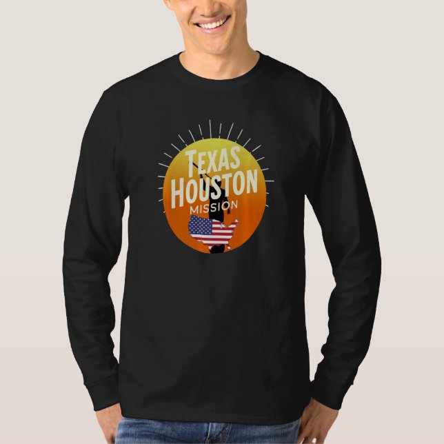 Texas Houston Mormon LDS Uppdrag Missionary CTR Pr T Shirt (Framsida)