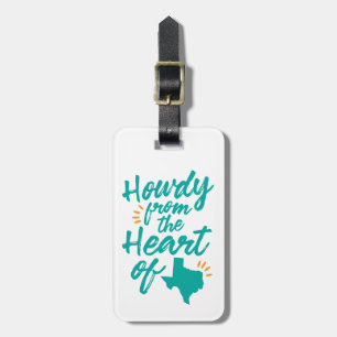 Texas Howdy bagagemärkre, turkos Bagagebricka